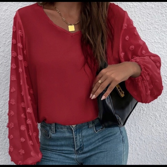 Kara and Kate 🔥🔥🔴 Red 🔴Dot 🔴Sleeve 🔴Blouse 🔴GORGEOUS!🥰 - Picture 6 of 6